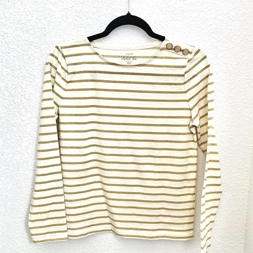 JCREW Artist Tee in Ivory and Gold stripes - Picture 6 of 10
